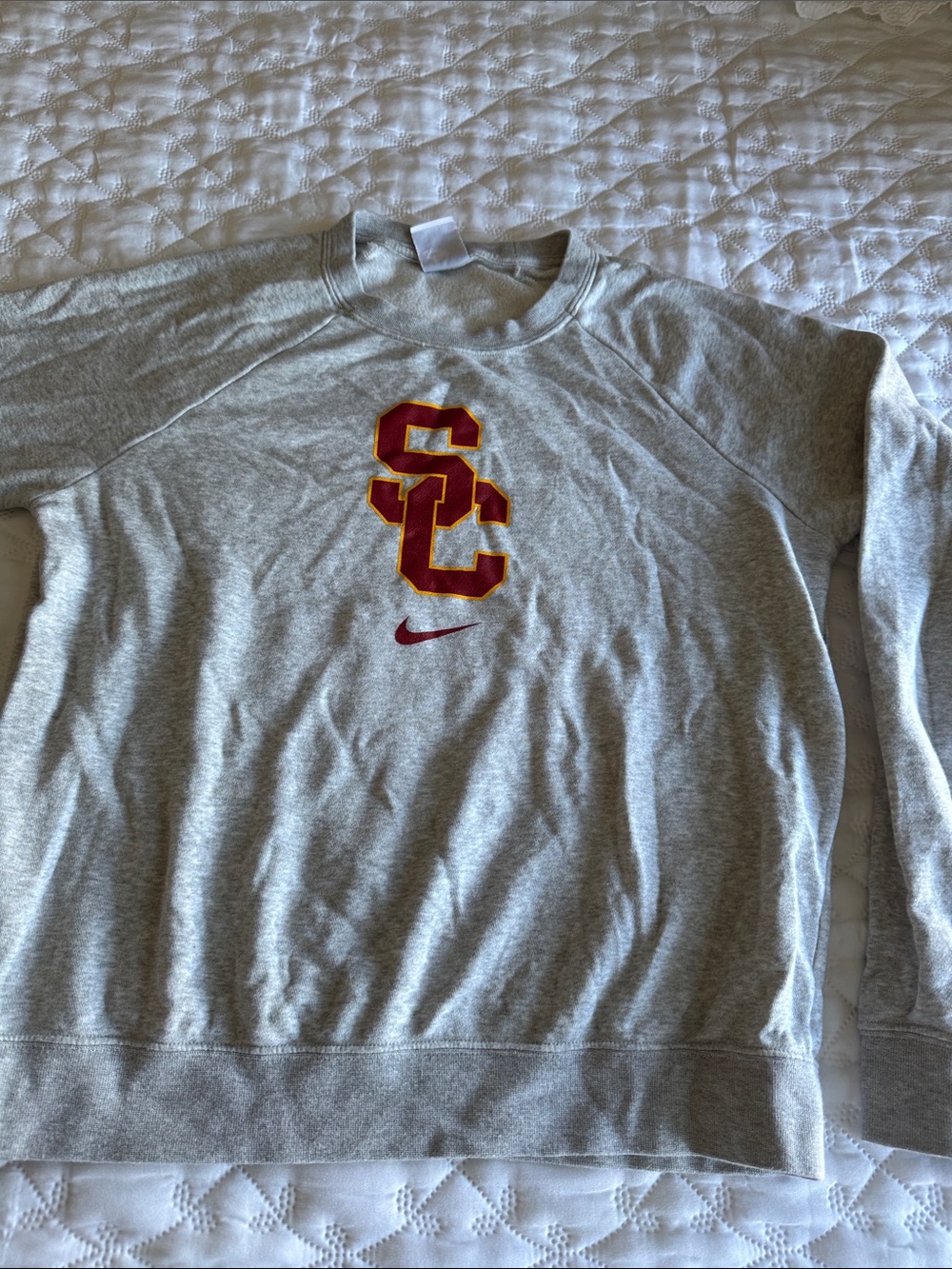 Nike Grey Crewneck Sweatshirt with Cardinal and Gold USC Logo